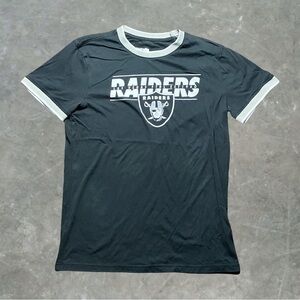 ☀️ Las Vegas Raiders Ringer Tee Mens Size Medium NFL Football Black/Gray